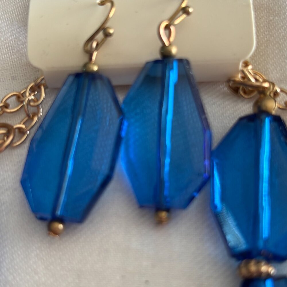 Mode Blue Multi-Strand Statement Necklace & Matching Earrings Set NWT - Picture 2 of 4